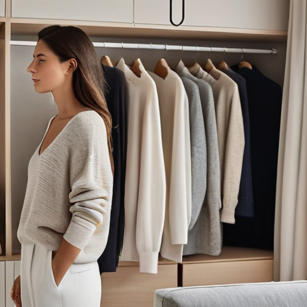 미니멀 워드로브와 재사용 가능한 패션 - **Prompt: The Serene Morning Wardrobe Selection**
    "A sophisticated Italian woman in her late 20s...